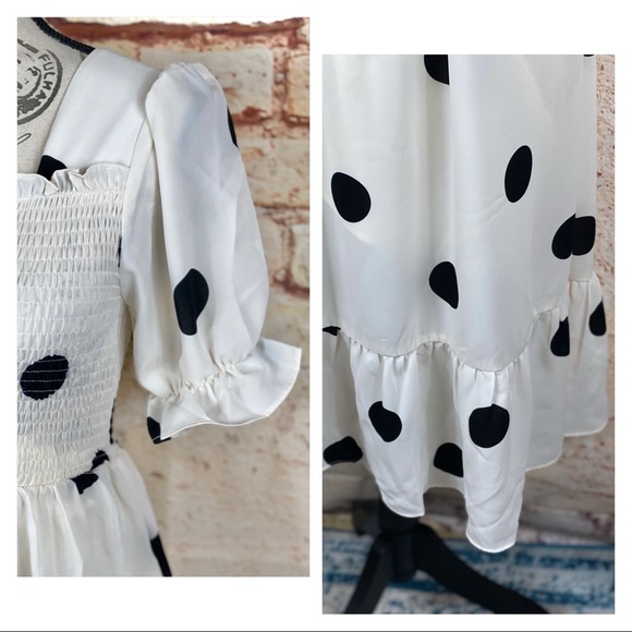 ❌Boutique NWT White Rockabilly 50s Polka Dot Dress - Picture 4 of 11